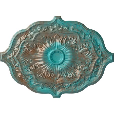 Pesaro Ceiling Medallion, Hand-Painted Copper Green Patina, 36W X 26H X 1 1/2P